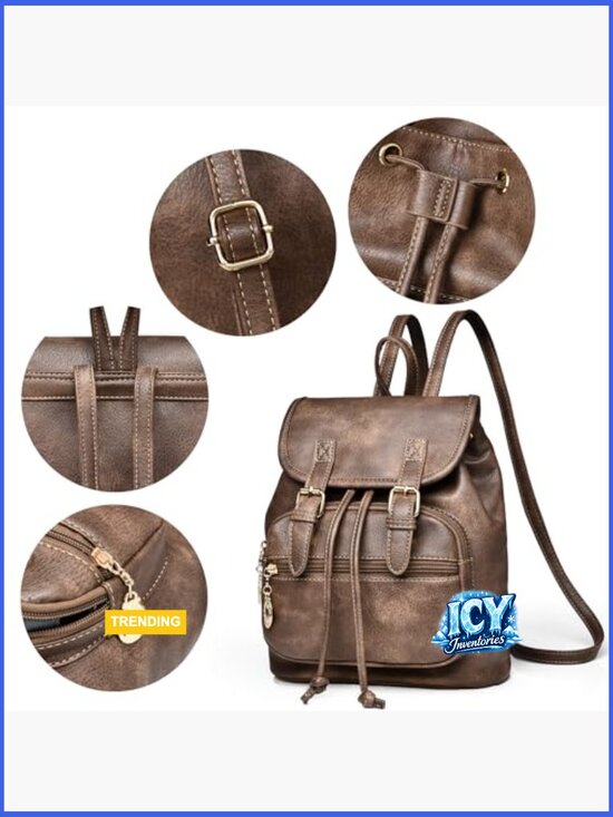Faux Leather Mini Backpack Purse Lightweight Convertible Daypack
